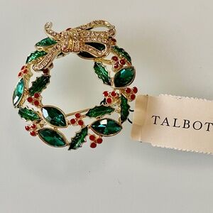Talbots Festive Green and Red Brooch